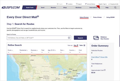 Sign into your USPS EDDM account