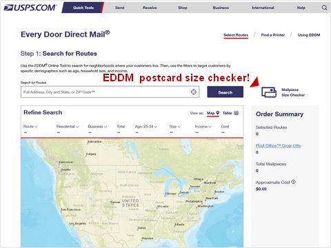 USPS EDDM website mailpiece size checker tool | Gospel Postcard Evangelism